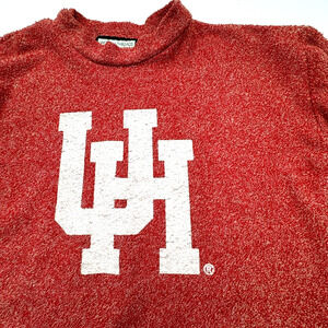WOOLLY THREADS Large‎ Red Terry Cloth University of Houston UH Pullover Sweater